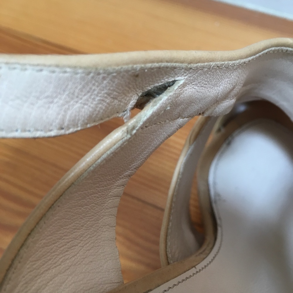 Prada Platform Heels Sandals Crisscross Ruched Slingback Nude Beige size 39.5 - Picture 13 of 16